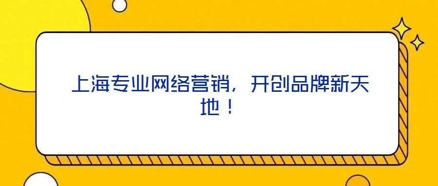 上海專業(yè)網(wǎng)絡(luò)營(yíng)銷,開(kāi)創(chuàng)品牌新天地!